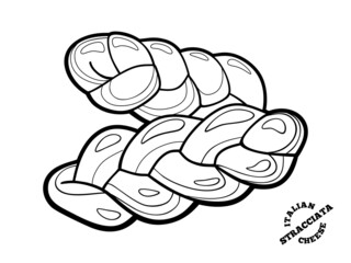 Stracciata italian cheese.. Outline illustrationin doodle style.