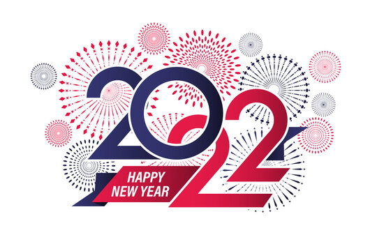 happy new year 2022 cover with modern geometric abstract background in retro style