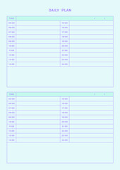 Note, scheduler, diary, calendar planner document template illustration. daily plan form.