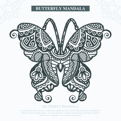Butterfly Mandala Vector. Zentangle Animal Art. vector illustration.