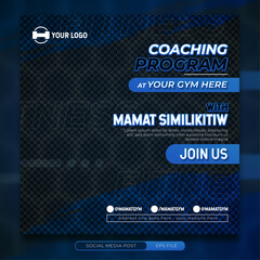 Fitness gym offer, coaching program social media sqaure banner template