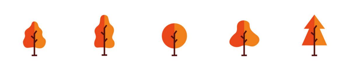 Conjunto de árbol, diferentes modelos y formas. Concepto de bosque, naturaleza y otoño. Ilustración vectorial © Frank