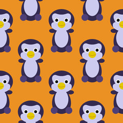 Cute penguin - color flat pattern. Cold winter symbol. Antarctic bird, animal illustration.
