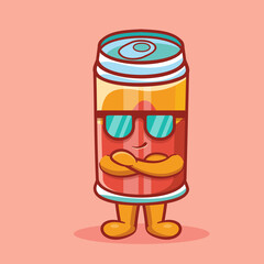 cool drink can mascot gesture isolated cartoon in flat style