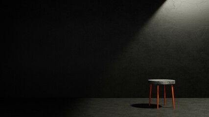 Modern chair in abstract empty dark concrete room interior loft style. 3d render illustration