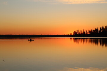 Boating On The Sunset, Elk Island National Park, Alberta