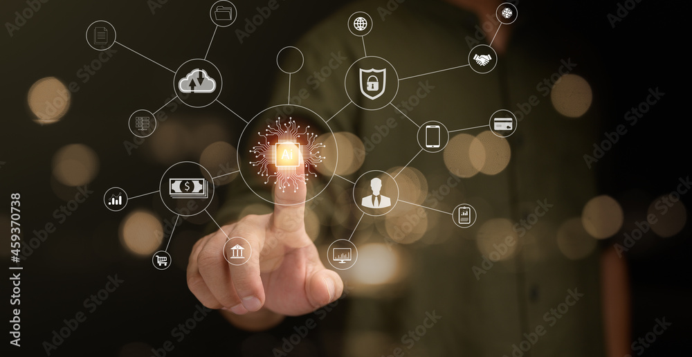 Aufkleber digital transformation technology strategy, internet of things. the transformation of ideas and the 