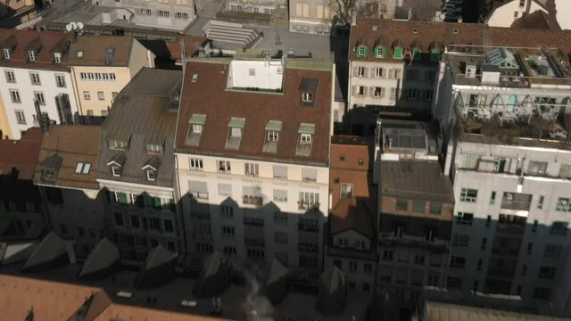 Lausanne Vaud Switzerland downtown by drone