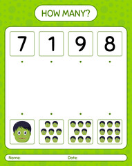 How many counting game with zombie. worksheet for preschool kids, kids activity sheet