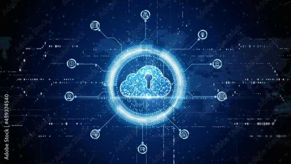 Aufkleber cloud computing of cyber security digital data, digital data network protection, global network conn