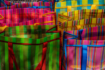 Closeup of a mexican craft bags, handmade, artisan