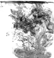 Motion black ink Color drop in water make Cloud of ink under water