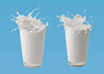 splash of milk in the glass and pouring isolated on background with clipping path