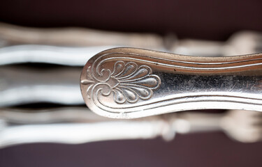 mango de tenedor de plata antiguo de lujo