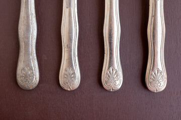 mango de tenedor de plata antiguo de lujo