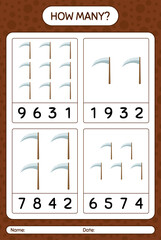 How many counting game with scythe. worksheet for preschool kids, kids activity sheet