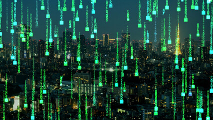 Fototapeta na wymiar 東京の街並み　テクノロジーコンセプト