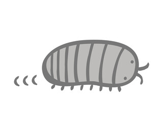 かわいい進むダンゴムシ／手書きイラスト
