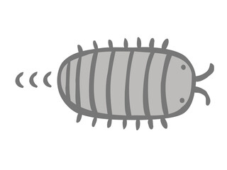 かわいい進むダンゴムシ／手書きイラスト