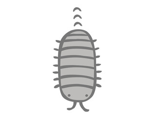 かわいい進むダンゴムシ／手書きイラスト