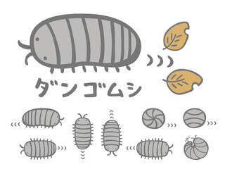 かわいいダンゴムシ／手書きイラスト