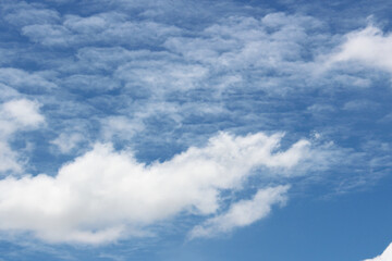 Bright blue sky with white clouds