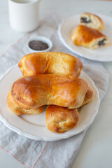 Traditional home made crescent rolls with poppy seeds