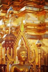 Stone statue of Buddha, outside the temple. Chiang Mai, Thailand