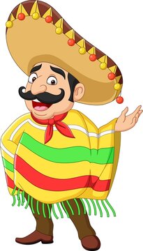 Cartoon funny mexican man presenting