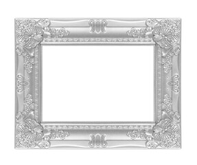 silver picture frame isoleted on black background