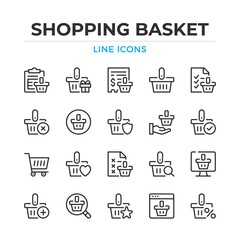 Shopping basket line icons set. Modern outline elements, graphic design concepts, simple symbols collection. Vector line icons