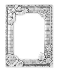 The antique gray frame on the white background