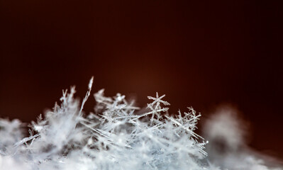 Snowflake On Natural Snowdrift Close Up - Christmas And Winter Background 