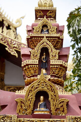 Fototapeta na wymiar Stone statue of Buddha, outside the temple. Chiang Mai, Thailand