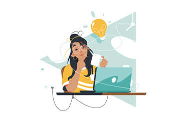 Young woman with bright idea