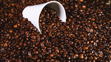 coffee beans and cup