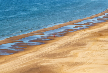 Beautiful view of the Volga river on a clear summer sunny day.