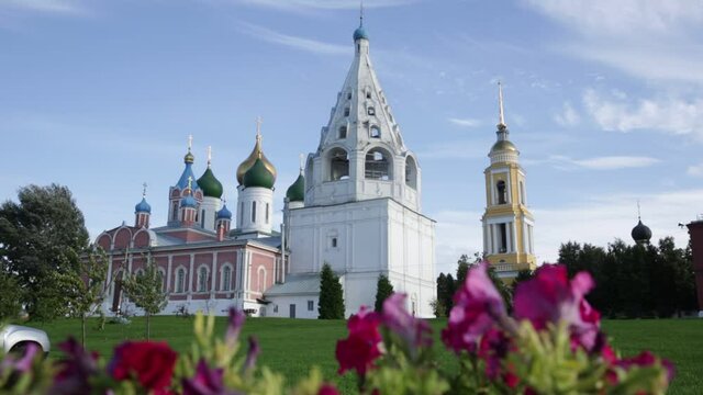 Magnificent view of Cathedral of Ascension and belltower located in Kolomna Kremlin.