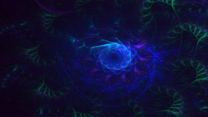 3D rendering abstract blue fractal light background
