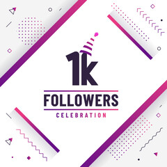 Thank you 1K followers, 1000 followers celebration modern colorful design.