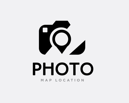 abstract photo image pin map location logo template illustration