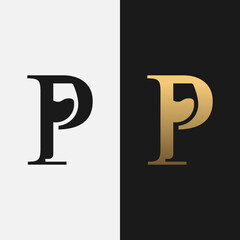 Letter Initial P Wine Glass Logo Design Template. Suitable for Bar Restaurant Cafe Winery Vineyard Pub Club Business Brand Company Logo Design.