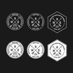 Crossed X Arrows Mountain for Adventure Outdoor Hiking Camping Hunting Sport Gear Apparel Business Brand Community Club Classic Unique Hipster Retro Rustic Vintage Silhouette Badge Stamp Logo Design.	