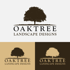 Fototapeta premium Oak Beech Chestnut Tree Forest Camp Outdoor Adventure Landscape Vintage Hipster Retro Rustic Logo Design.