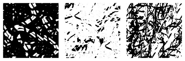 Set of black and white grunge textures