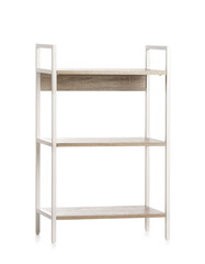 Empty bookcase on white background