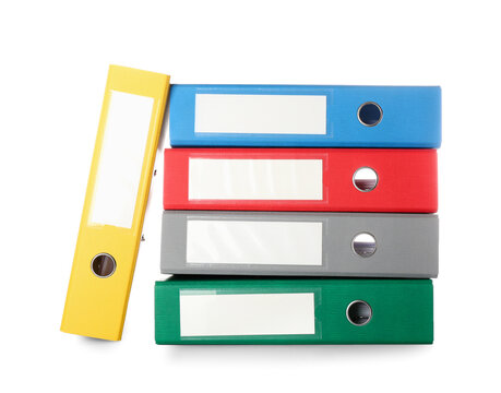 Office folders on white background