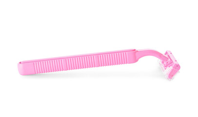 Pink razor for hair removal isolated on white background