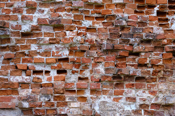 Old red brick wall, texture
