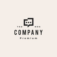Fototapeta premium three people team chat talk family conference hipster vintage logo vector icon illustration
